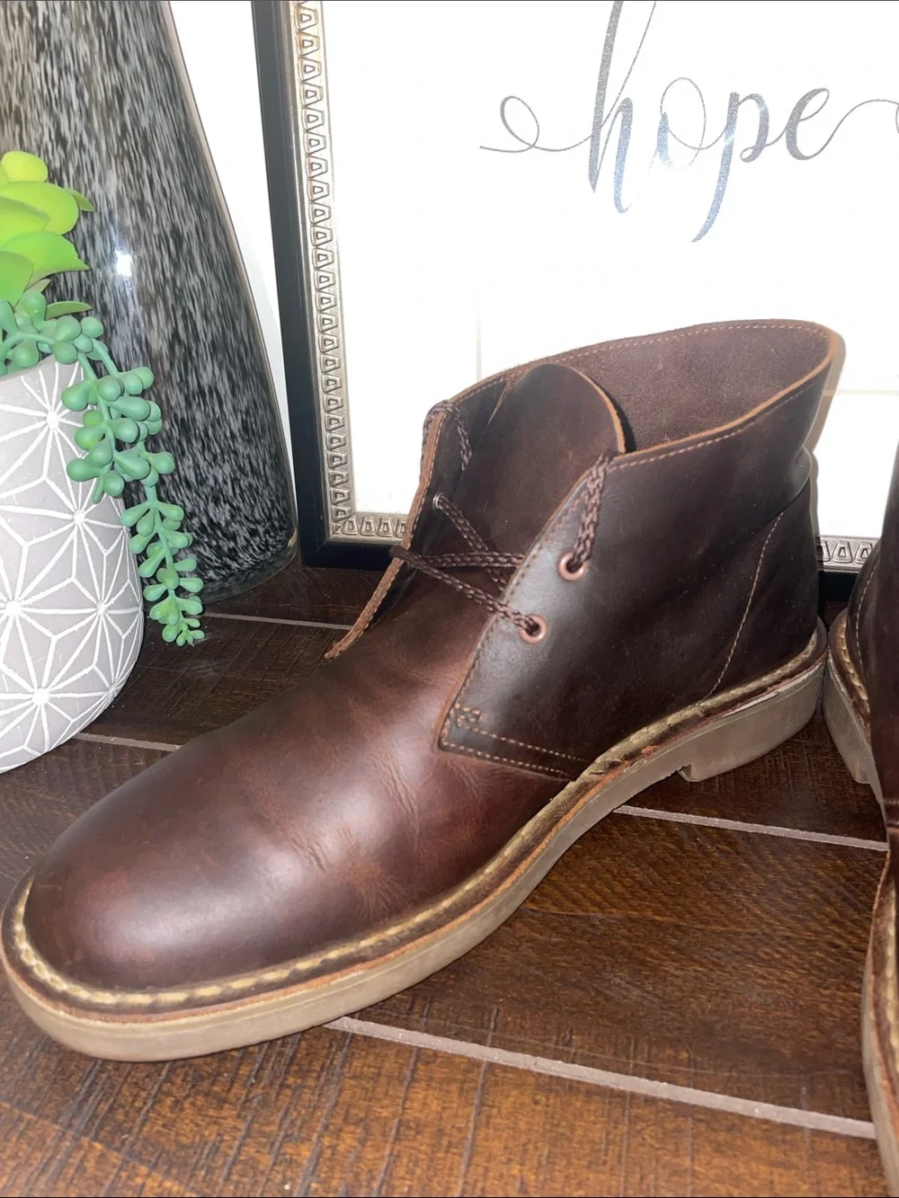 Clarks Bushacre II Men's Dark Brown Leather Chukka Dessert Boots Size 10.5 M